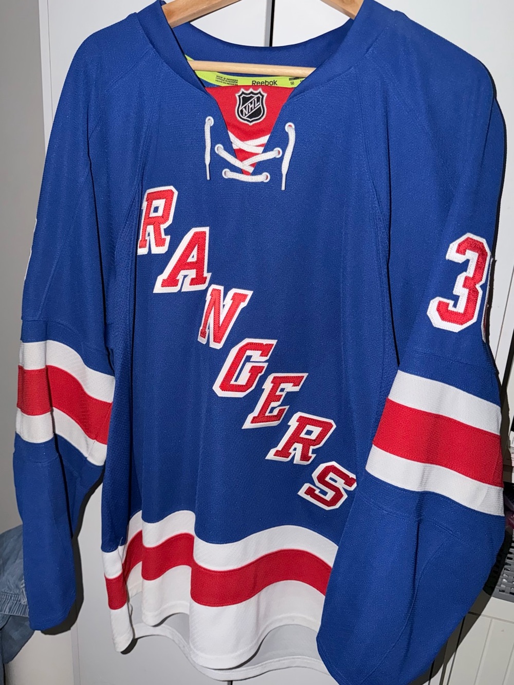 NHL Reebok Edge Authentic New York Rangers Mats Zuccarello Hockey Jersey, Sz 50